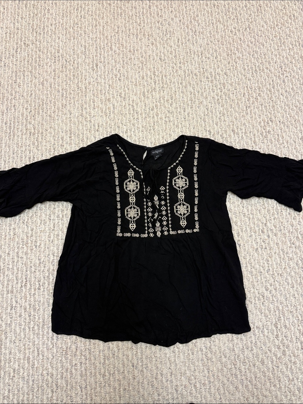 Black Tunic with Cream Embroidery